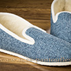 Pantoufles charentaises semelles feutre tweed bleu océan - 9amont086