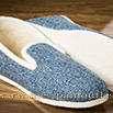 Pantoufles charentaises semelles feutre tweed bleu océan - 9amont086