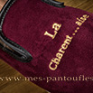 Charentaises bordeaux lie de vin brodées la charent....aise - 9c198
