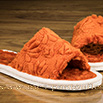 Claquettes semelles confort crêpe velours texturé à fleur orange - 9cmont0113