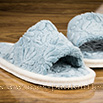 Claquettes semelles confort crêpe velours texturé à fleur bleu - 9cmont0114