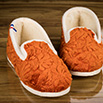 Pantoufles charentaises semelles confort crêpe velours texturé à fleur orange - 9cmont0126