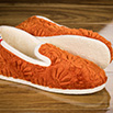 Pantoufles charentaises semelles confort crêpe velours texturé à fleur orange - 9cmont0126