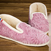 Pantoufles charentaises semelles confort crêpe velours texturé à fleur parme - 9cmont0127