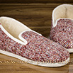 Pantoufles charentaises semelles confort crêpe tweed rouge - 9cmont0133