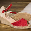Espadrilles rouges à talon compensé  - 9esp026