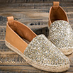Espadrilles semelle épaisse cuir caramel pailleté pour femme - 9esp056