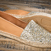 Espadrilles semelle épaisse cuir caramel pailleté pour femme - 9esp056