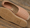 Espadrilles semelle épaisse cuir perforé chair pour femme - 9esp068