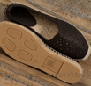 Espadrilles semelle épaisse cuir perforé noir pour femme - 9esp069