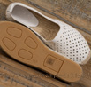 Espadrilles semelle épaisse cuir perforé blanc pour femme - 9esp070