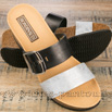 Sandales noires et grises à talon compensé  - 9esp084