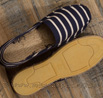 Espadrilles cousues main en toile rayée marine et blanche - 9espt212