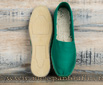 Espadrilles cousues main en toile vert émeraude  - 9espt219