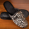 Mules à talon noires et or style léopard - 9fer114
