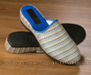 Mules à talon compensé tweed bleu/gris - 9fer97