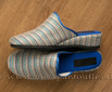 Mules à talon compensé tweed bleu/gris - 9fer97