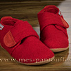Pantoufles laine rouge semelle antidérapante - 9gies33