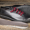 Basket en cuir noir lacets élastiques rouge - 9hac03