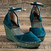 Espadrilles à talon compensé turquoise foncé - 9jun040
