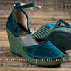Espadrilles à talon compensé turquoise foncé - 9jun040