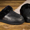 Mules fourrées noires brillantes - 9klr015