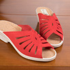 Sabot rouge croûte de cuir - 9mulc074
