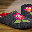 Mules anthracite brodées oiseau - 9mulc103