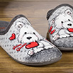 Mules femme et son petit chien perle et gris - 9mulc114