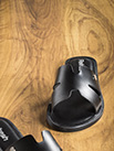 Sandales plates vegan noires - 9ref03