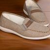 Pantoufles sans-gêne en tweed beige pour hommes - 9roal013