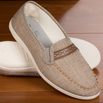 Pantoufles sans-gêne en tweed beige pour hommes - 9roal013