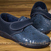 Chaussons femme à scratch résille satin bleu - 9srm023