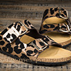Sandales femme à brides léopard & boucles dorées - 9srm024