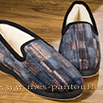 Chaussons type charentaises semelle caoutchouc velours marine - 9vul99